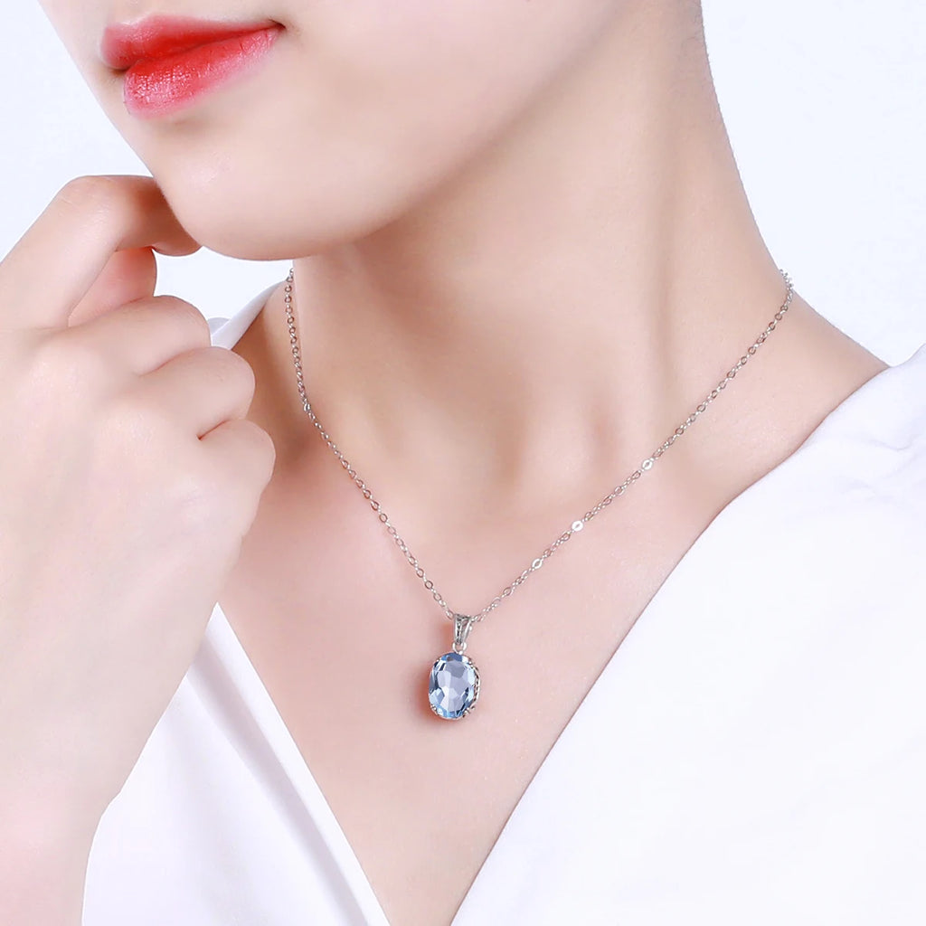 925 Sterling Silver Aquamarine Necklace