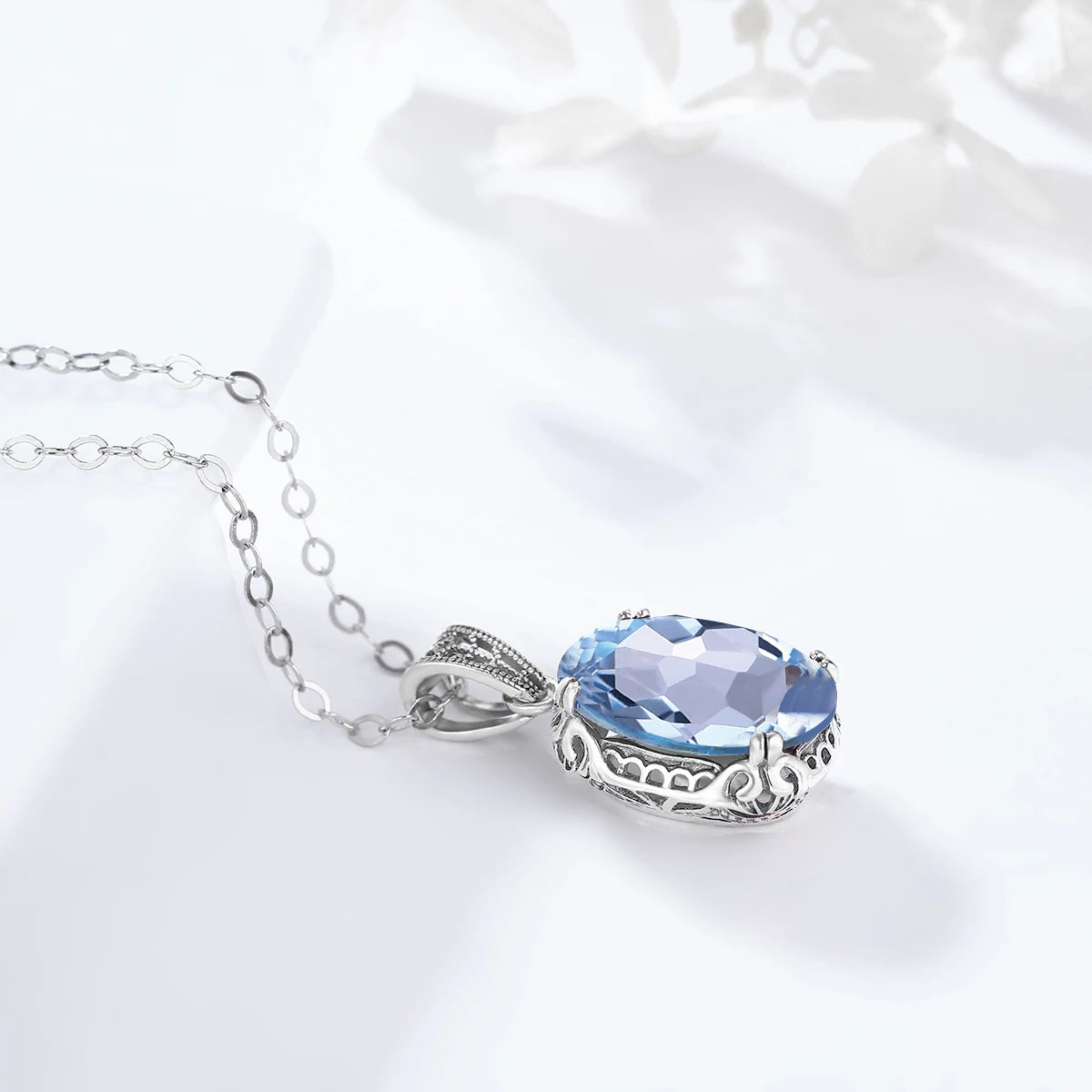 925 Sterling Silver Aquamarine Necklace