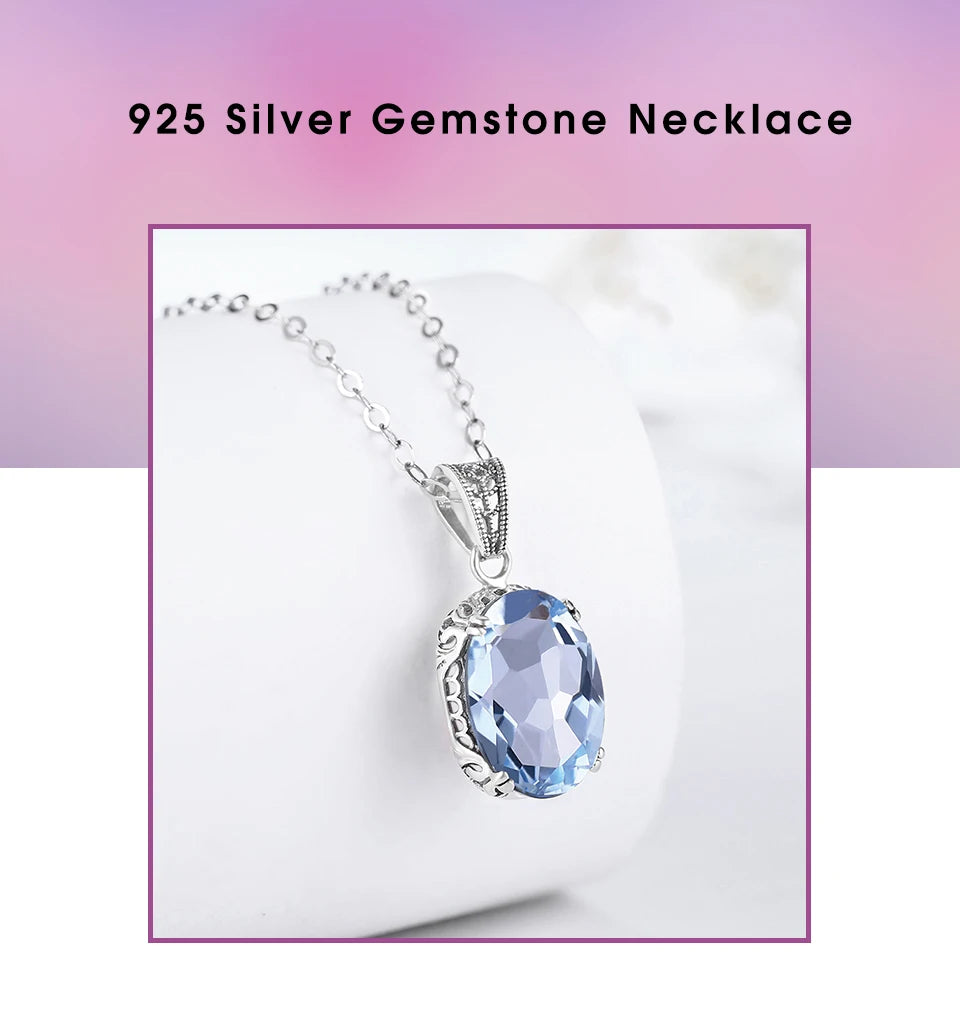 925 Sterling Silver Aquamarine Necklace
