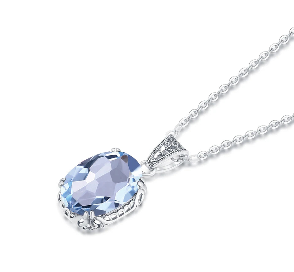 925 Sterling Silver Aquamarine Necklace