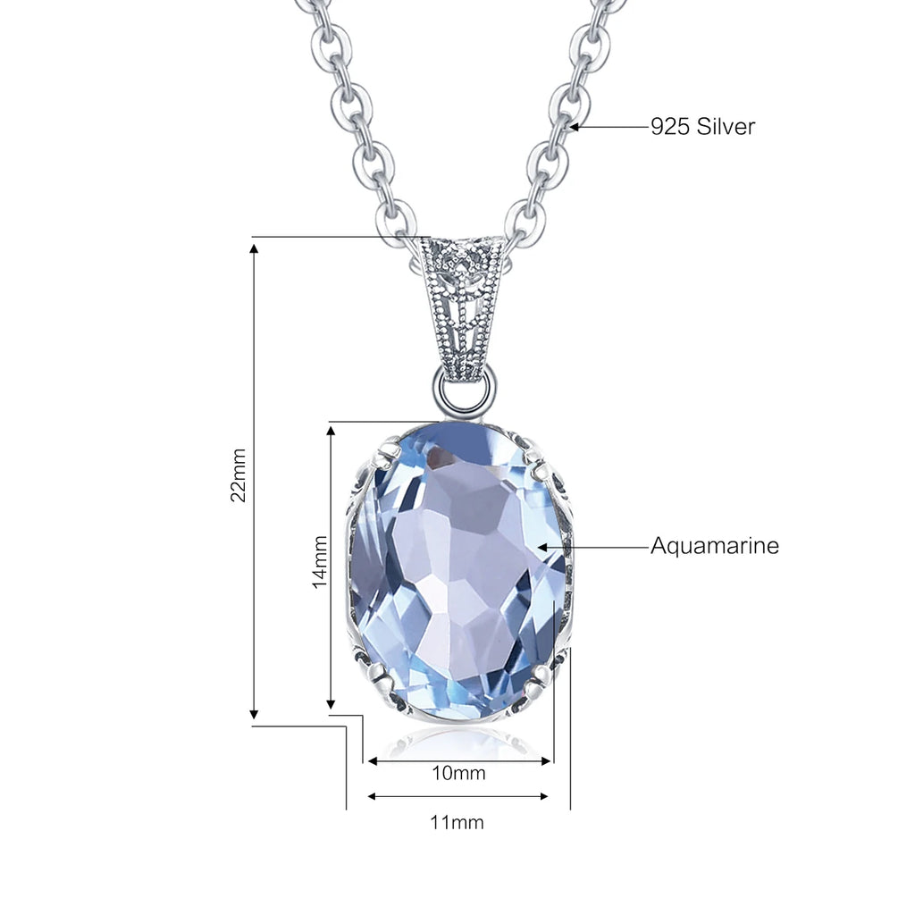 925 Sterling Silver Aquamarine Necklace