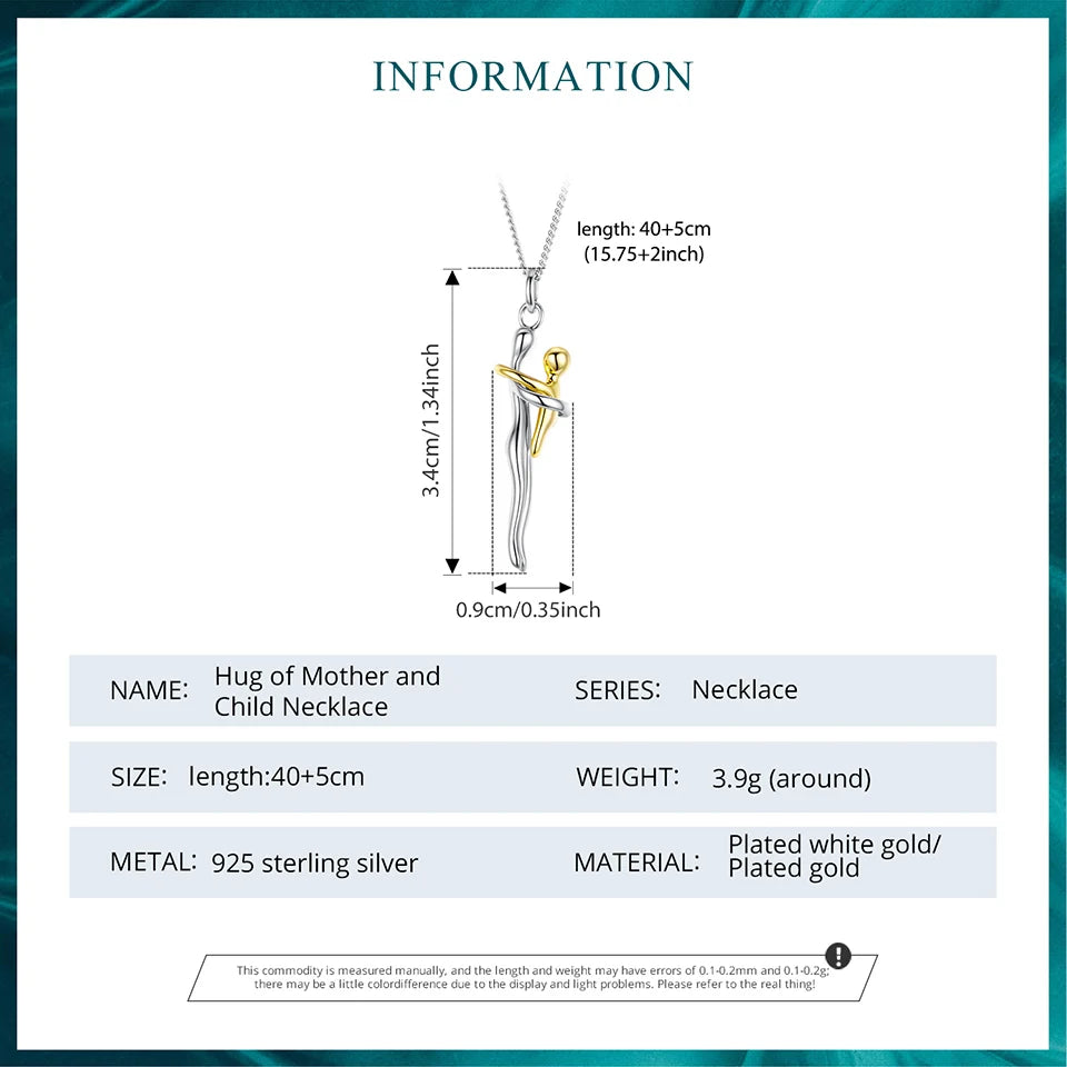 Elegant Two-Tone Hug Necklace in 925 Sterling Silver – Symbol of Love & Connection