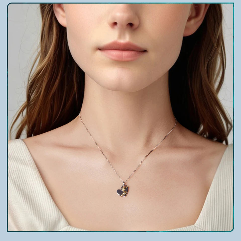 Elegant Two-Tone Hug Necklace in 925 Sterling Silver – Symbol of Love & Connection