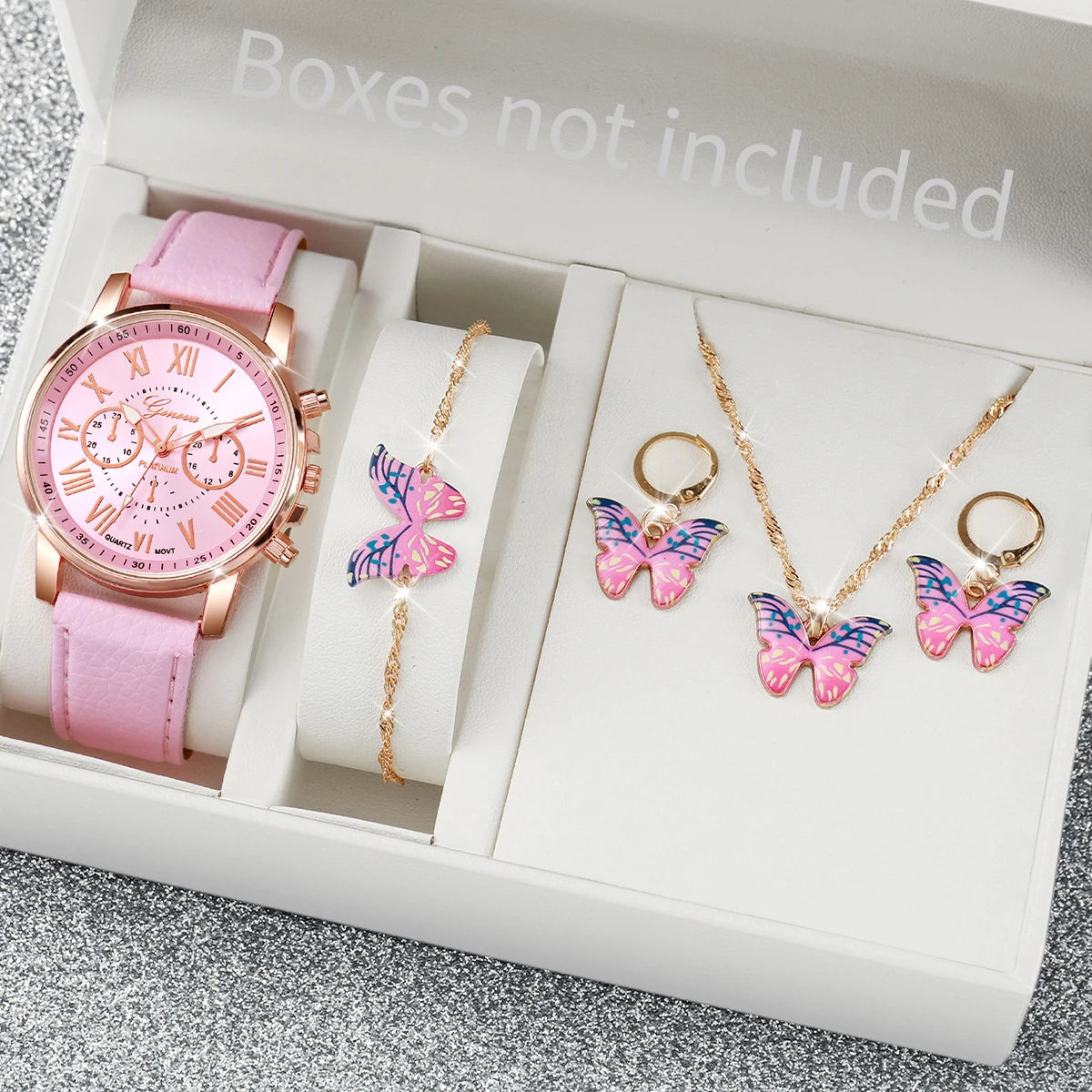 Women's Fashion Quartz Watch & Rhinestone Jewellery Set