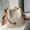 Ribbon Chain Bucket Crossbody Bag