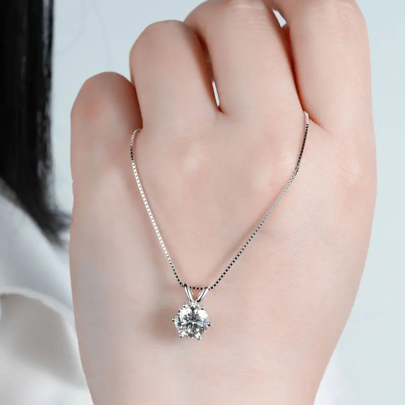 Moissanite Solitaire Pendant Necklace for Women