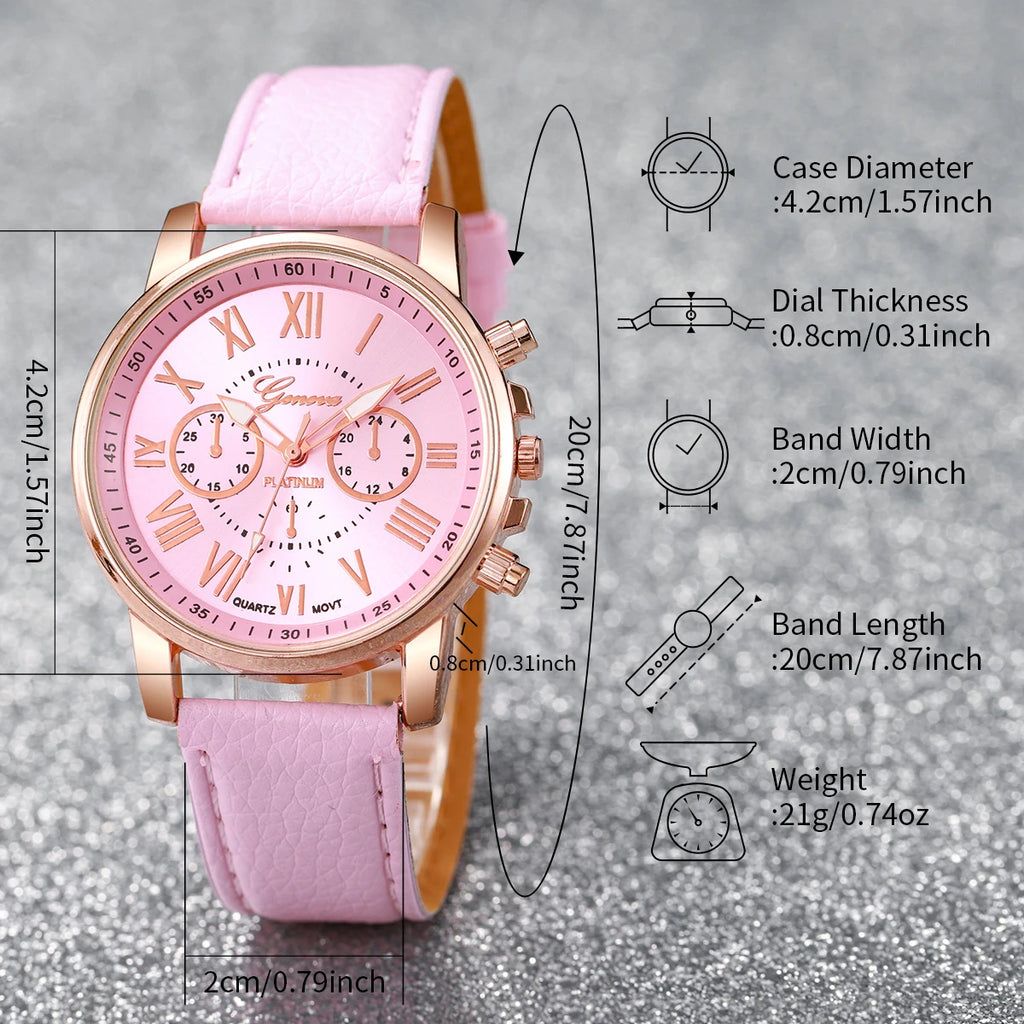 Women's Fashion Quartz Watch & Rhinestone Jewellery Set