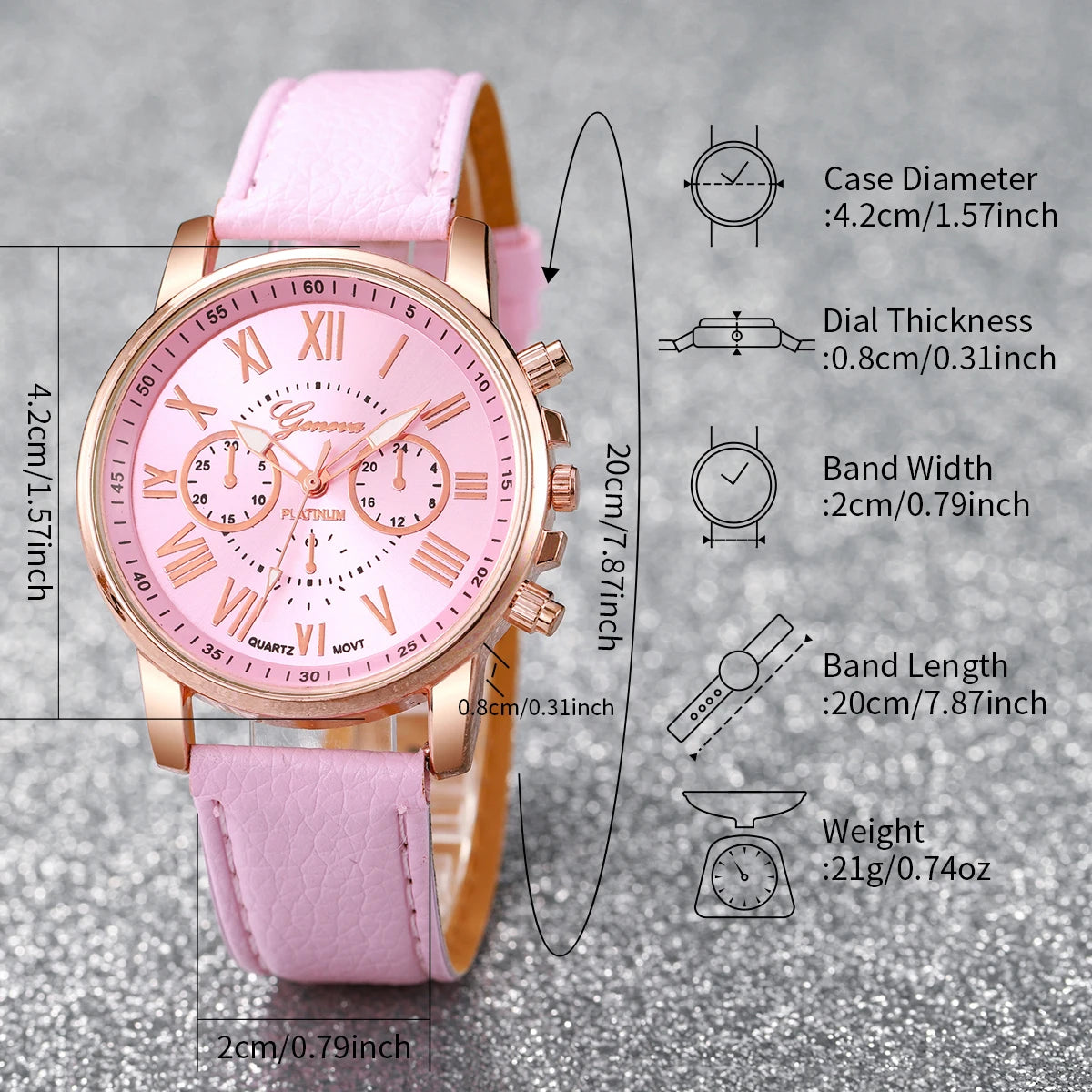 Women's Fashion Quartz Watch & Rhinestone Jewellery Set