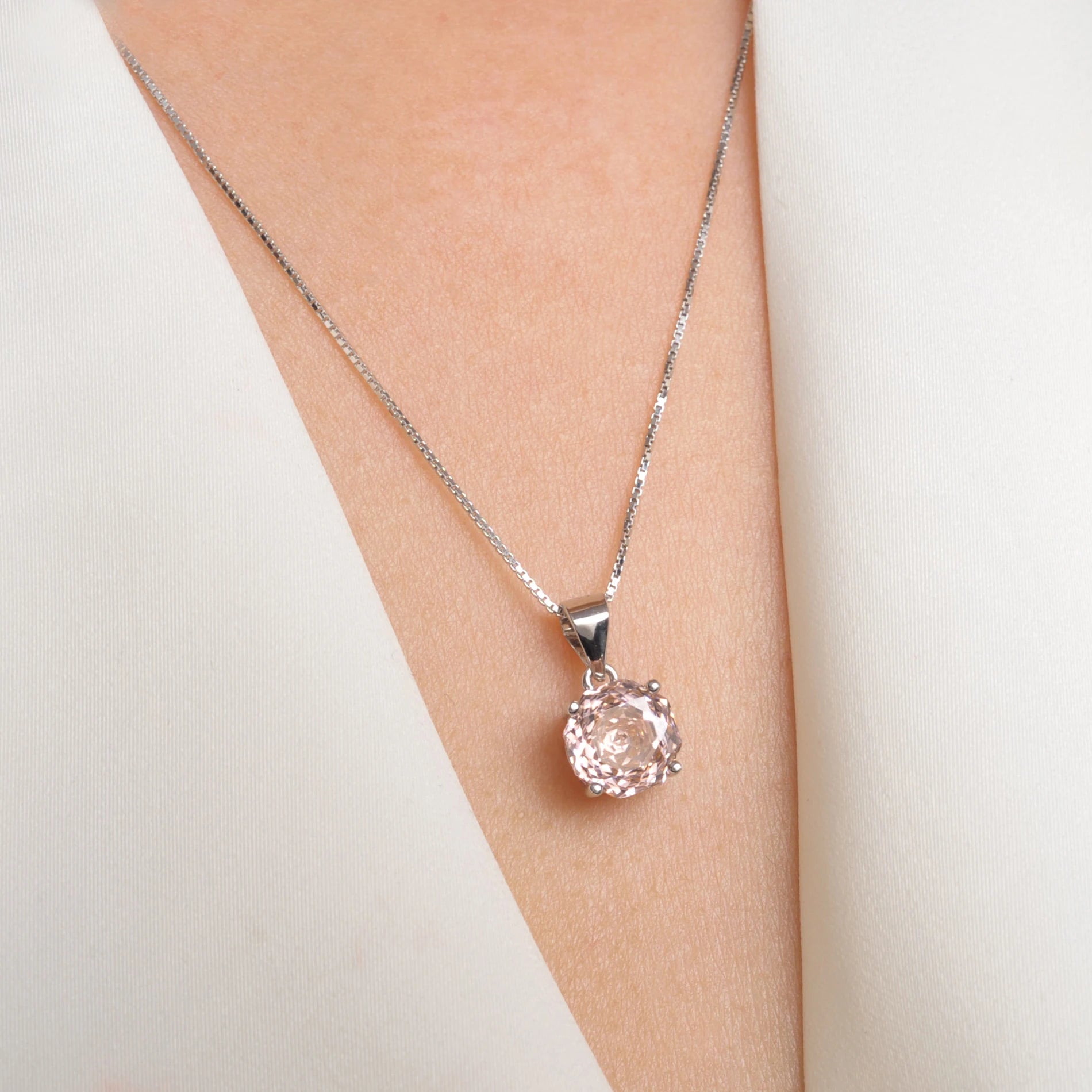 Women’s Elegant 2ct Morganite Pink Pendant