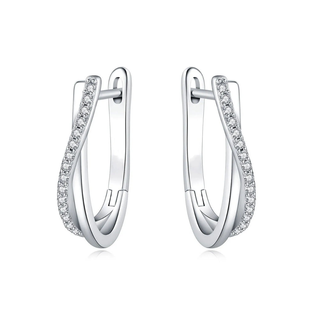 925 Silver Star Twisted Line Hoop Earrings