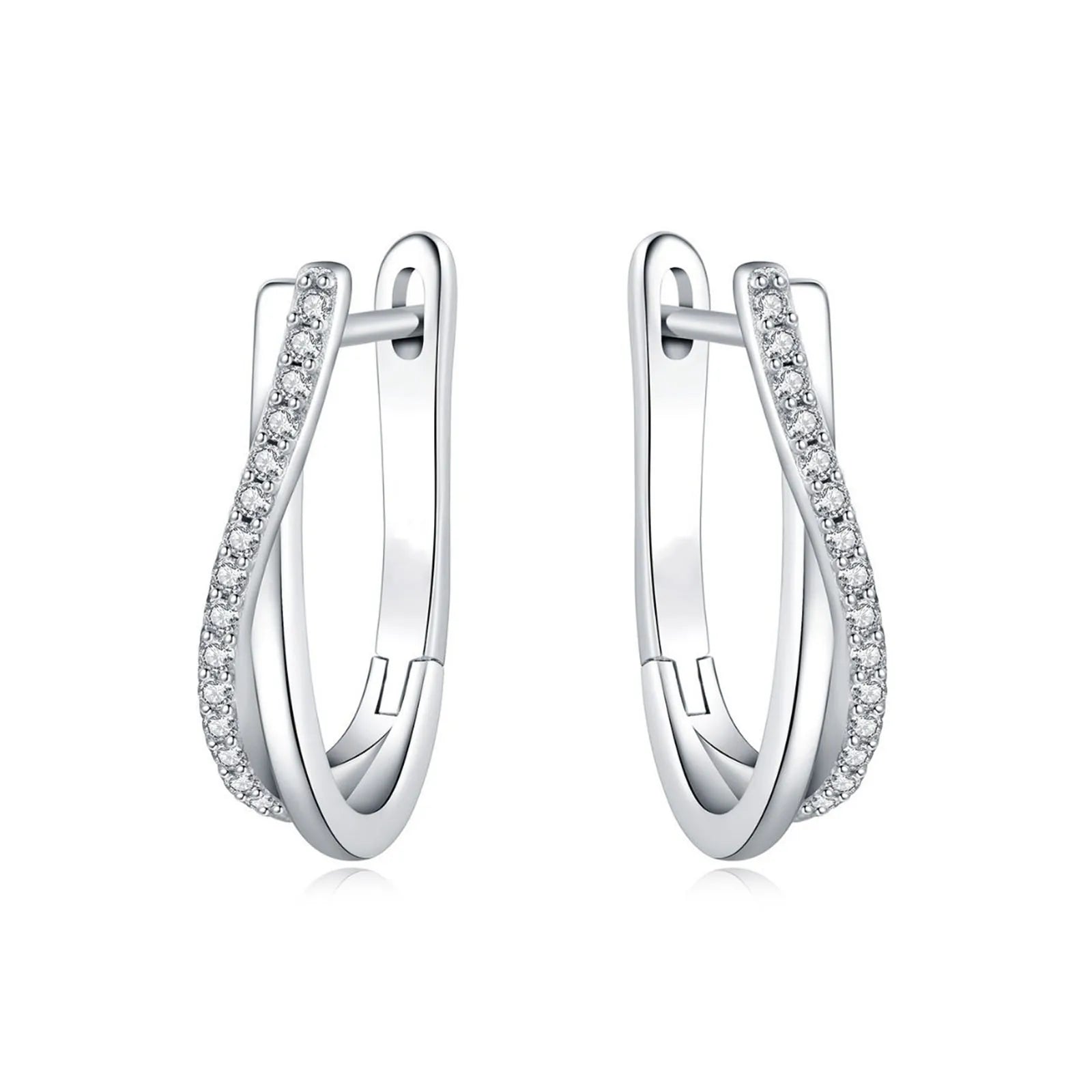 925 Silver Star Twisted Line Hoop Earrings