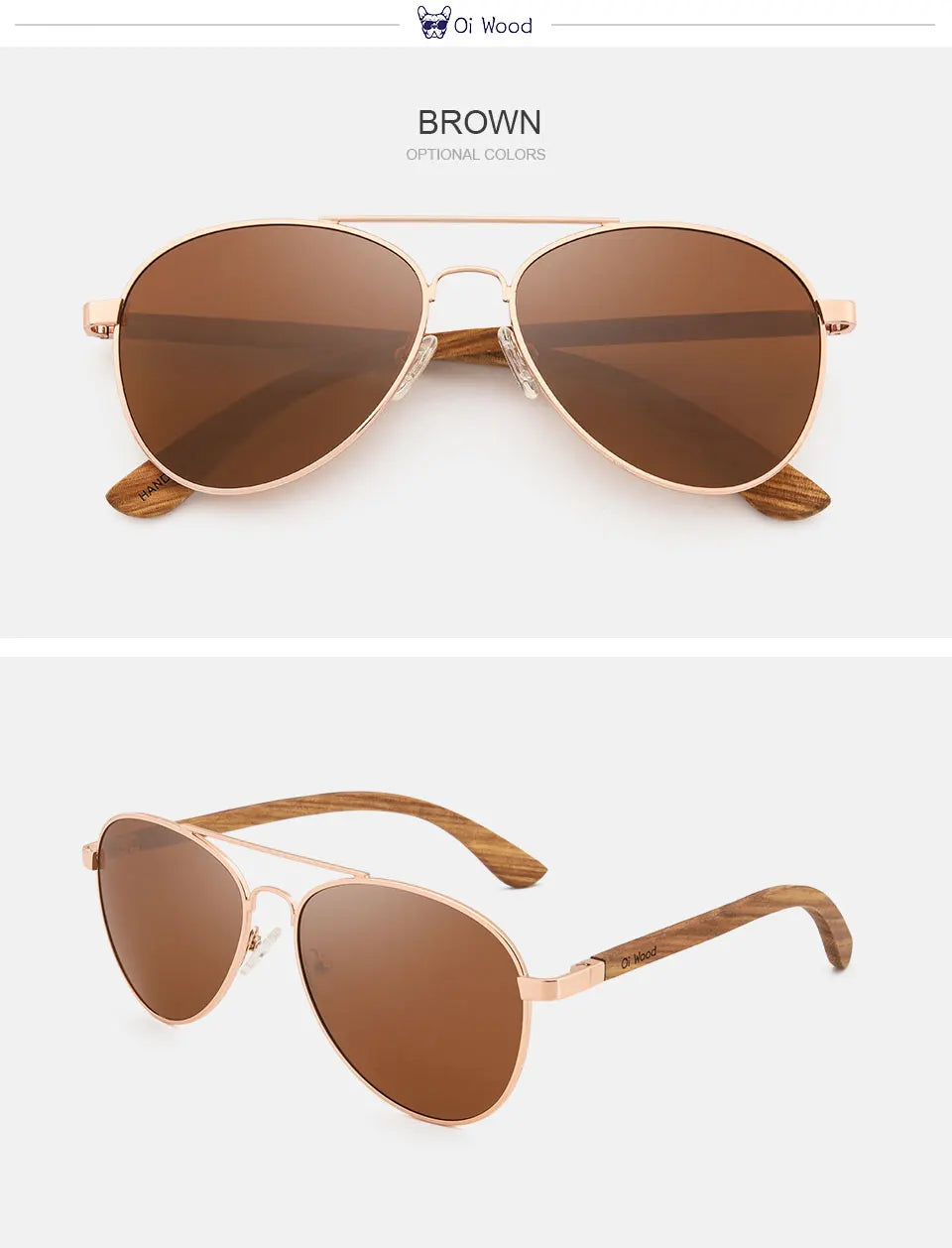 Oi Wood™ Pilot Sunglasses for Women