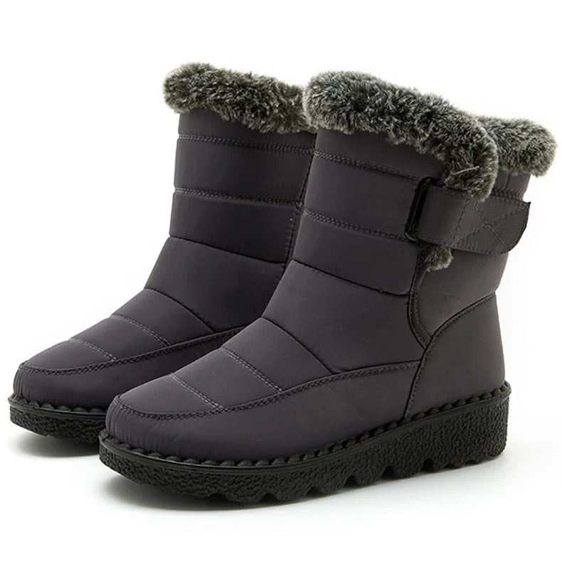 Winter Boots – Waterproof Ankle with Low Heels and Fur Lining
