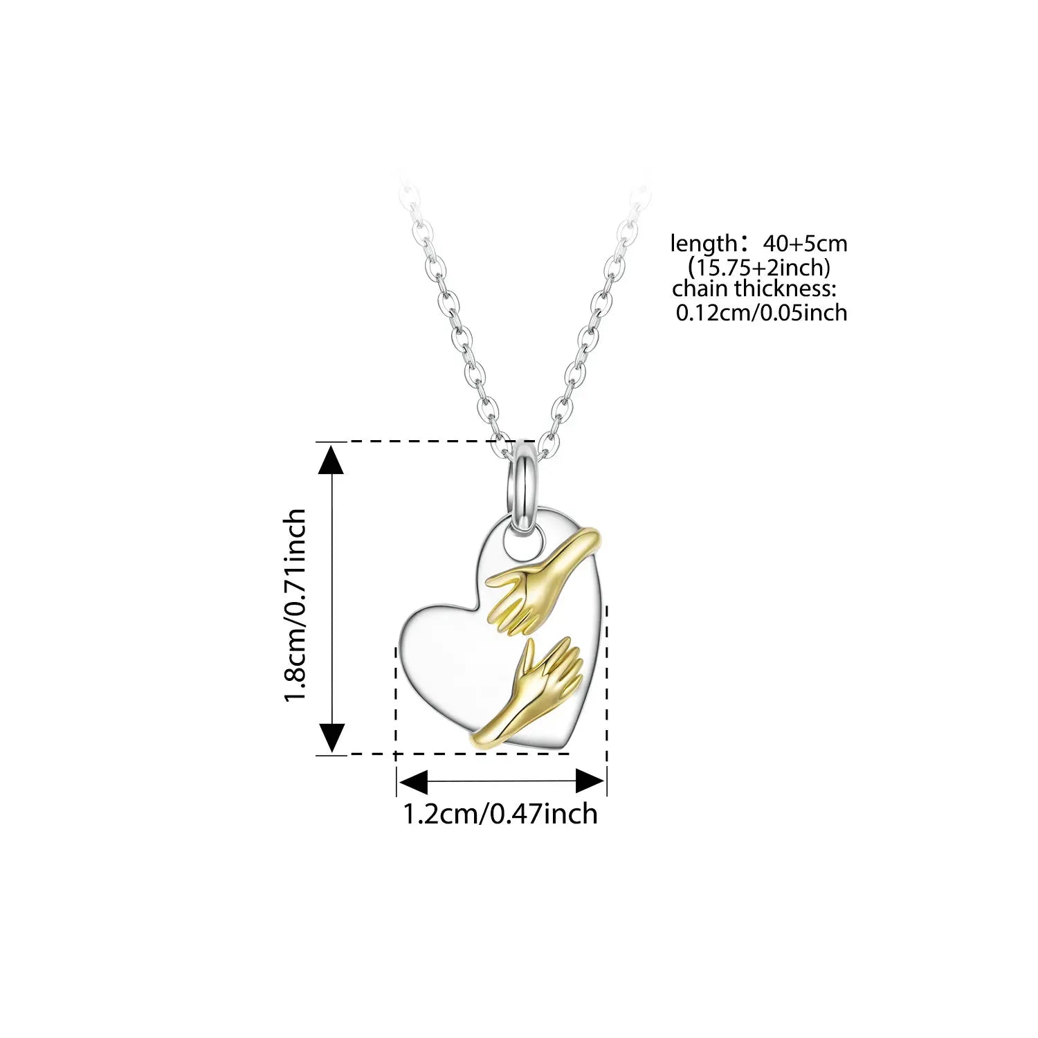 Elegant Two-Tone Hug Necklace in 925 Sterling Silver – Symbol of Love & Connection
