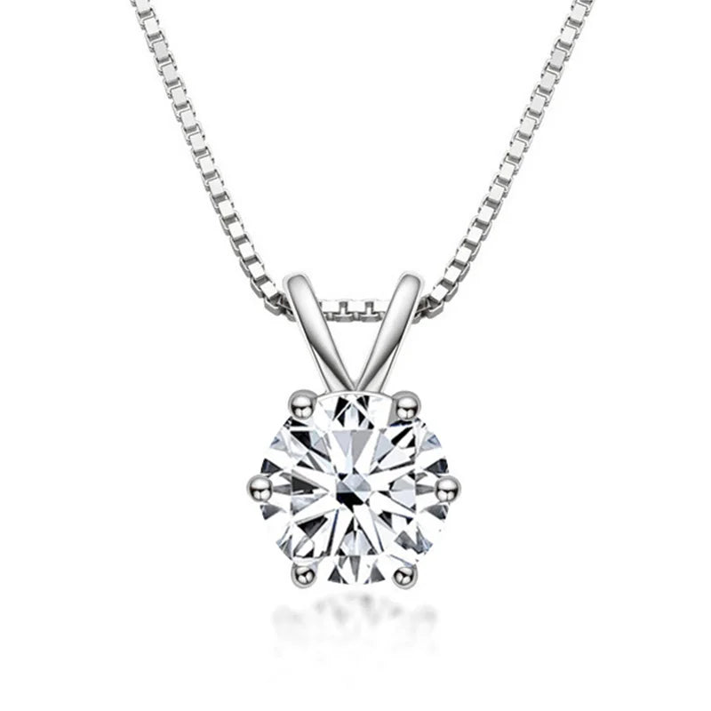 Necklace with 1-carat moissanite solitaire – Pendant in 925 sterling silver