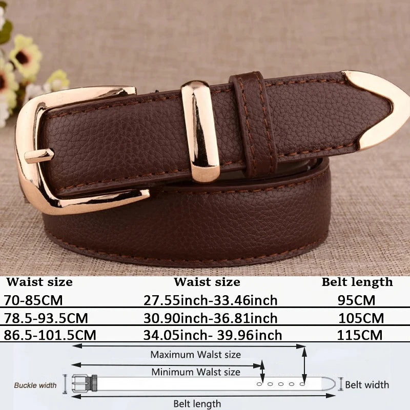 Women’s Genuine Leather Belt with Gold Buckle