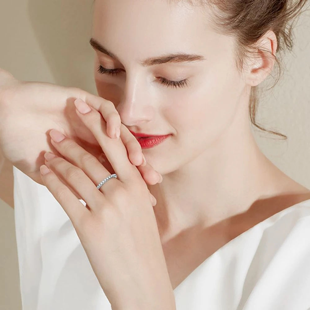 2mm D-Colour Moissanite Ring – Luxury 18K White Gold Eternity Band for Women