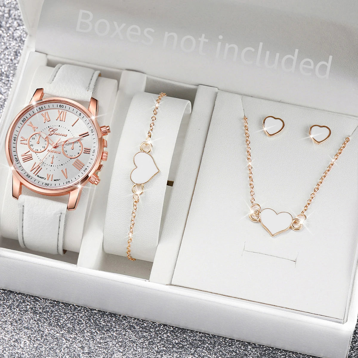 Women's Fashion Quartz Watch & Rhinestone Jewellery Set