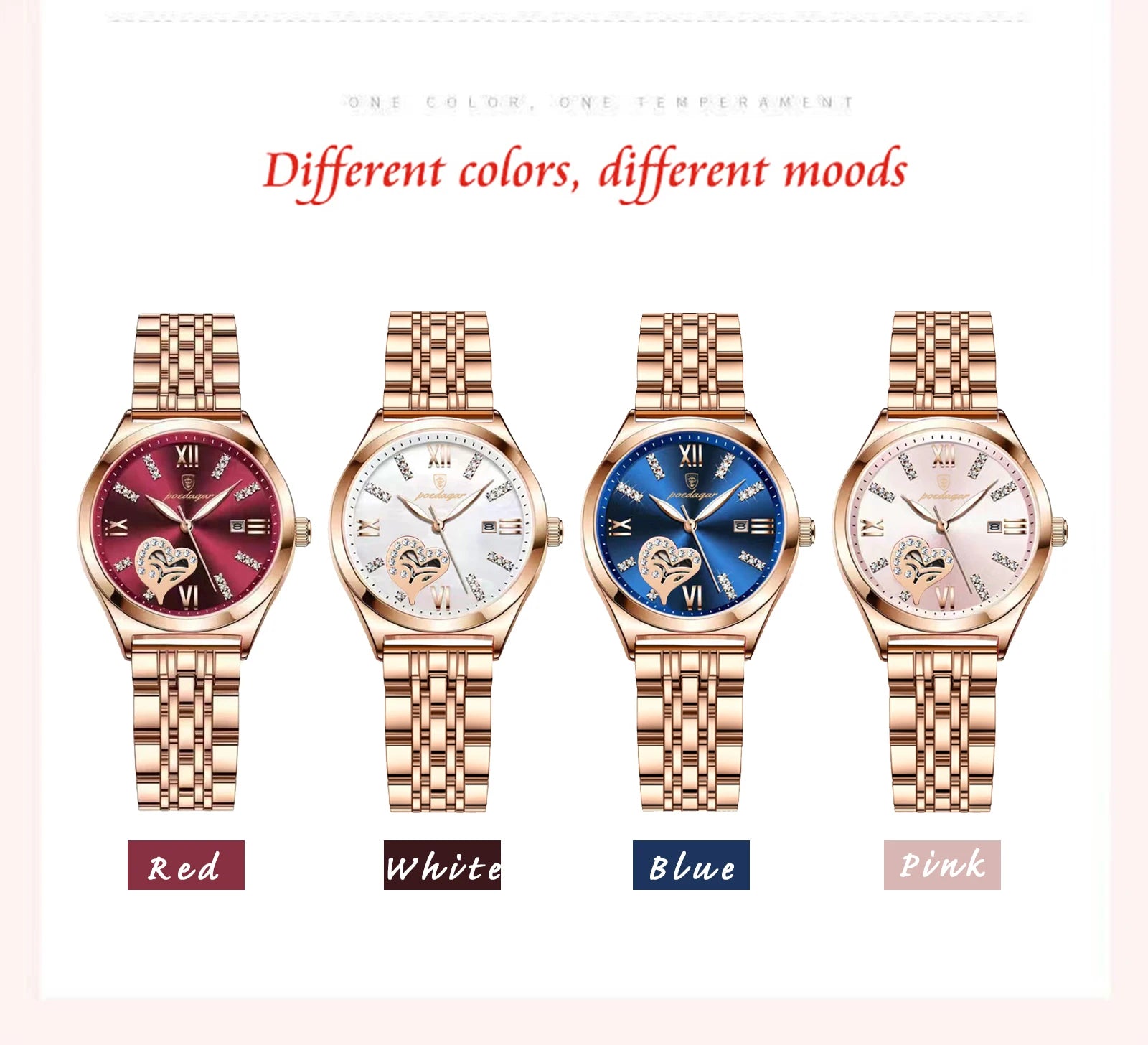 POEDAGAR Luxury Women’s Stainless Steel Watch