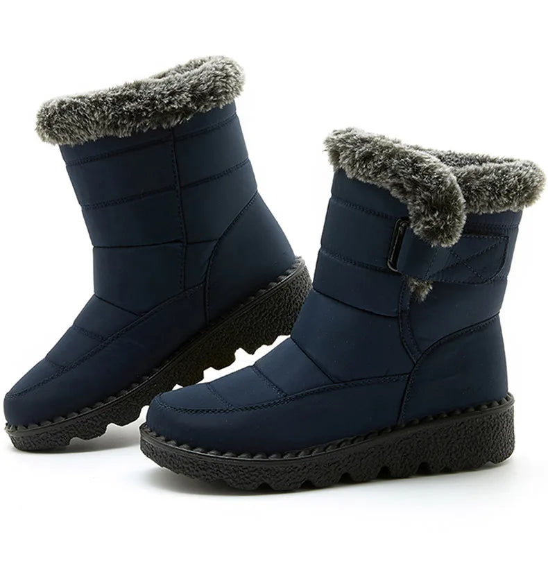 Winter Boots – Waterproof Ankle with Low Heels and Fur Lining