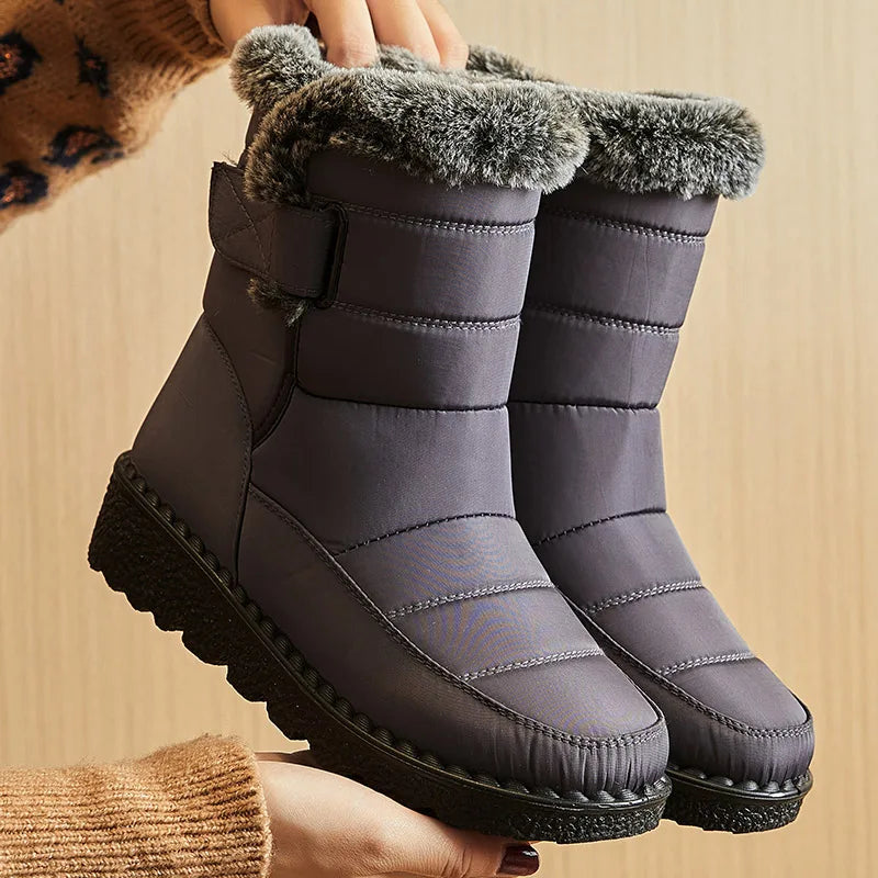 Winter Boots – Waterproof Ankle with Low Heels and Fur Lining