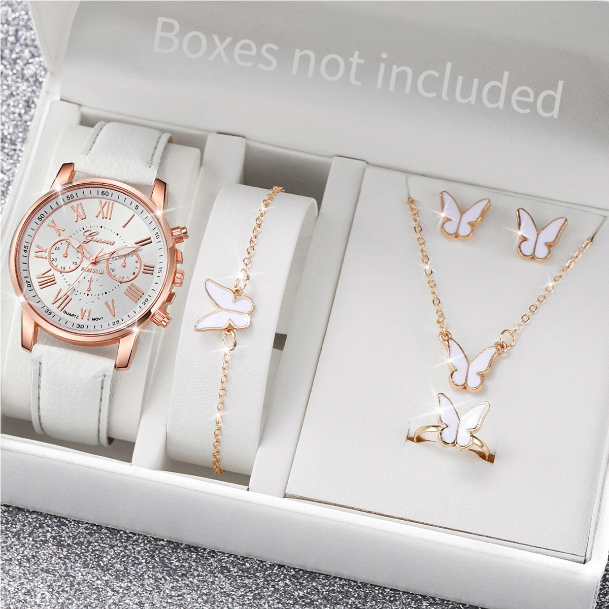 Women's Fashion Quartz Watch & Rhinestone Jewellery Set