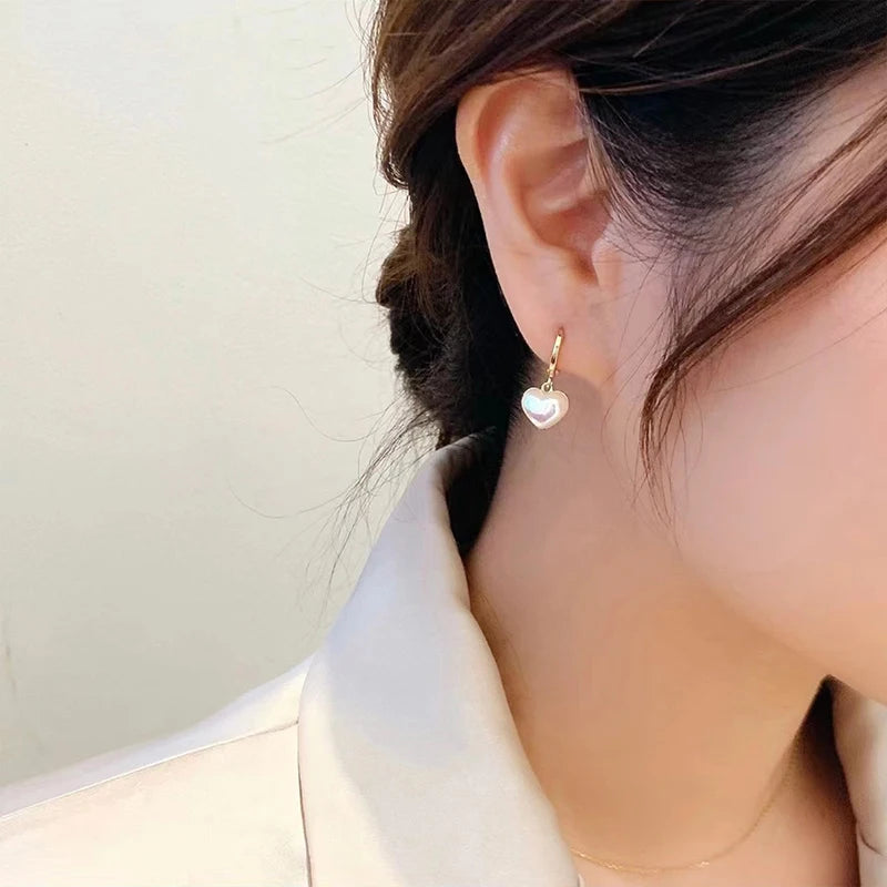 Classic Pearl Heart Pendant Earrings