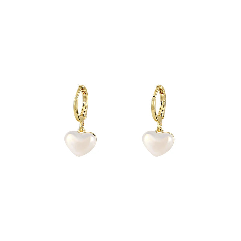 Classic Pearl Heart Pendant Earrings