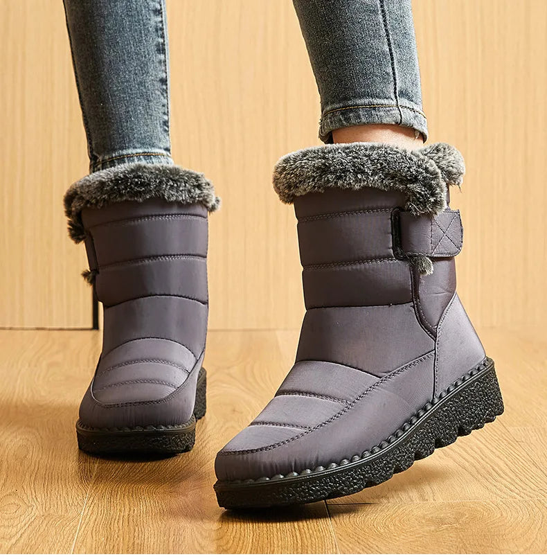 Winter Boots – Waterproof Ankle with Low Heels and Fur Lining