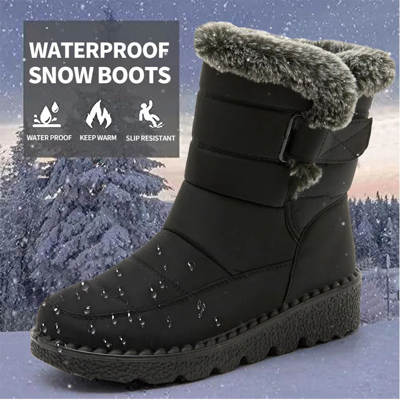 Winter Boots – Waterproof Ankle with Low Heels and Fur Lining