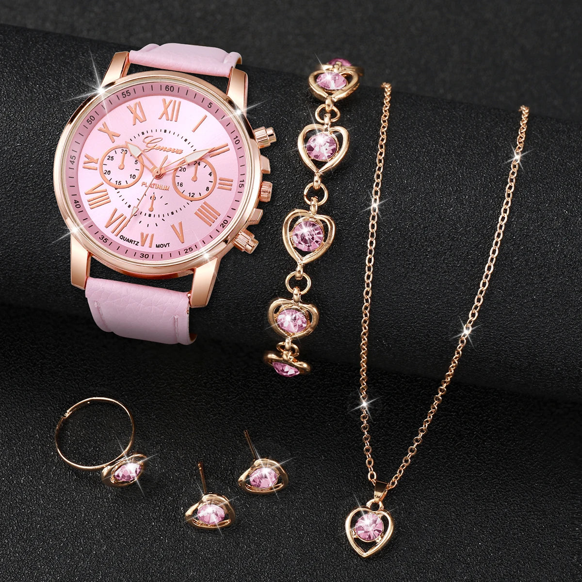 Women's Fashion Quartz Watch & Rhinestone Jewellery Set