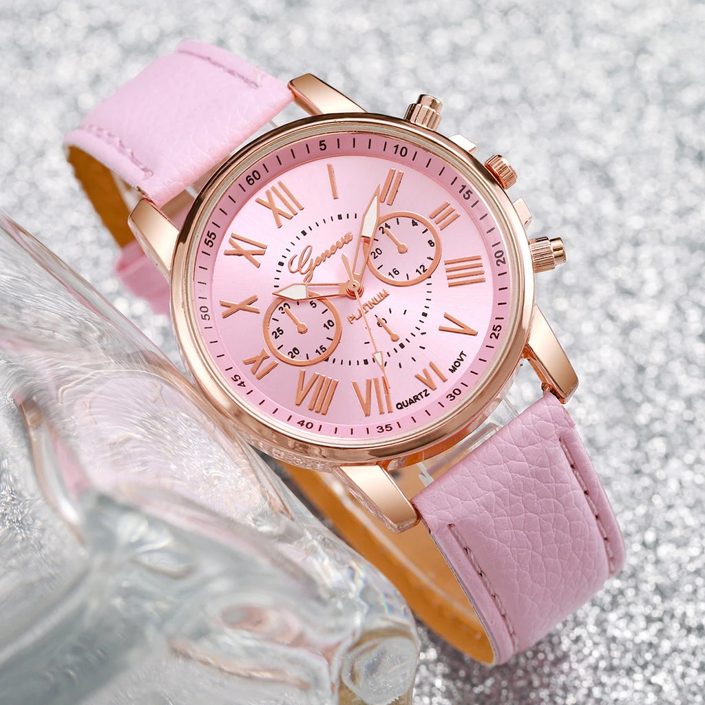 Women's Fashion Quartz Watch & Rhinestone Jewellery Set
