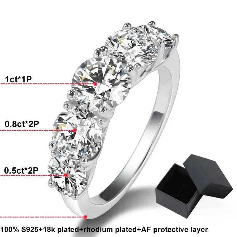 3.6CT Moissanite Five-Stone Ring for Women