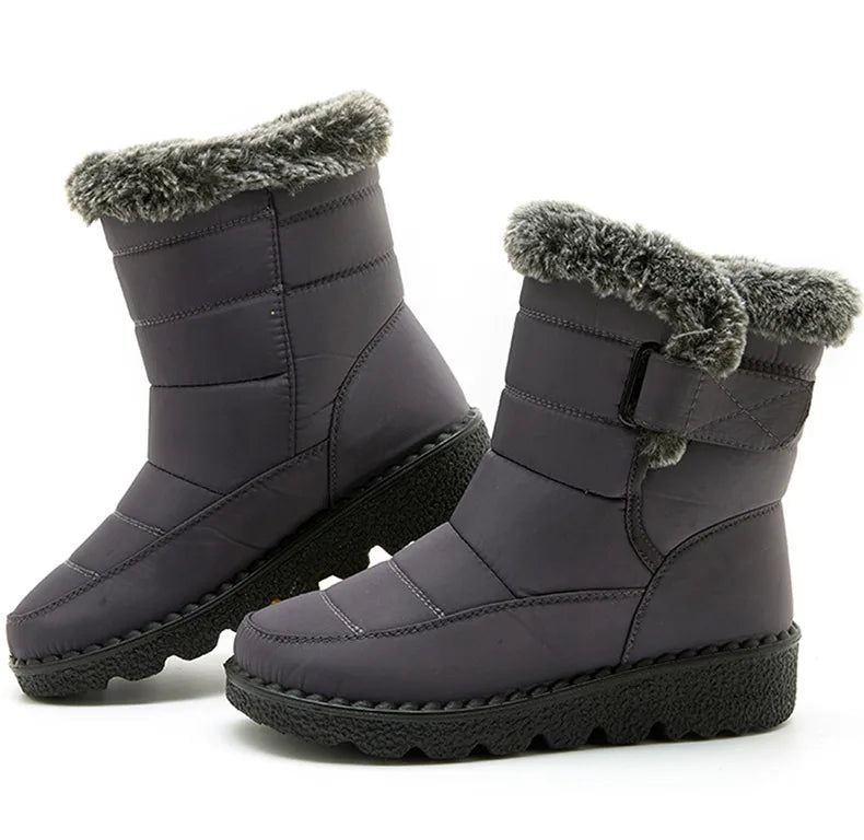 Winter Boots – Waterproof Ankle with Low Heels and Fur Lining