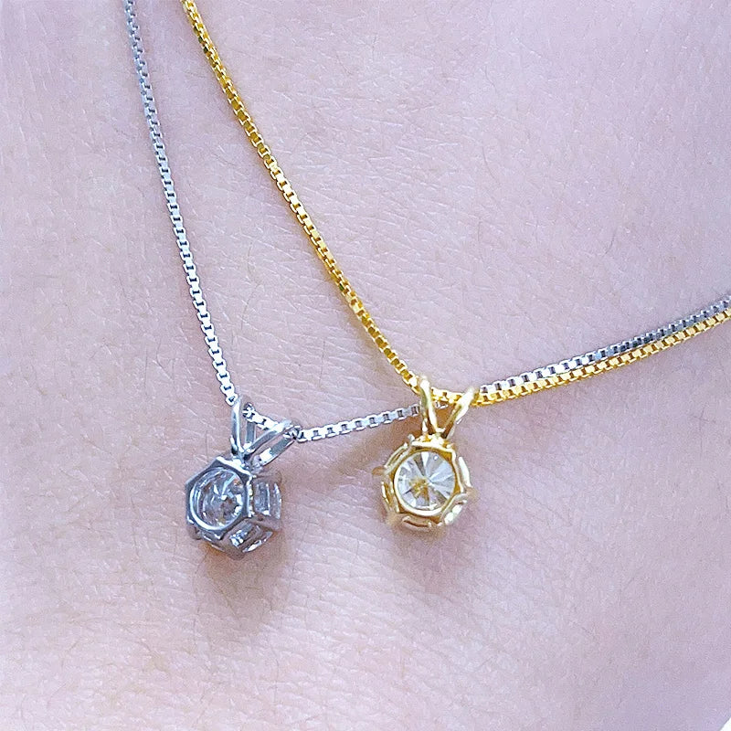 Necklace with 1-carat moissanite solitaire – Pendant in 925 sterling silver