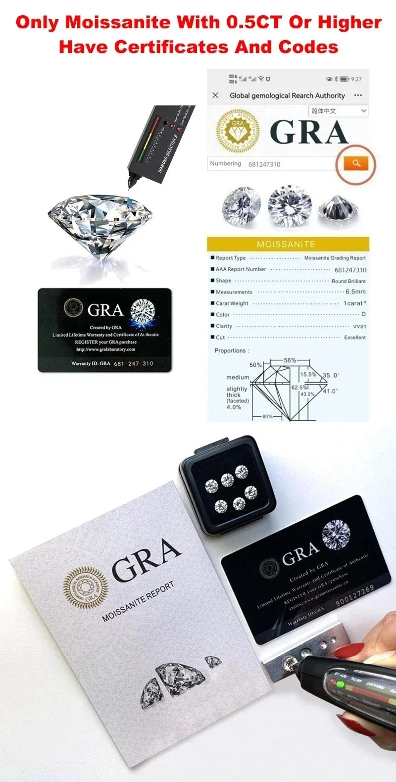 Women’s 0.5ct  Moissanite Necklace - GRA Certified & S925 Silver