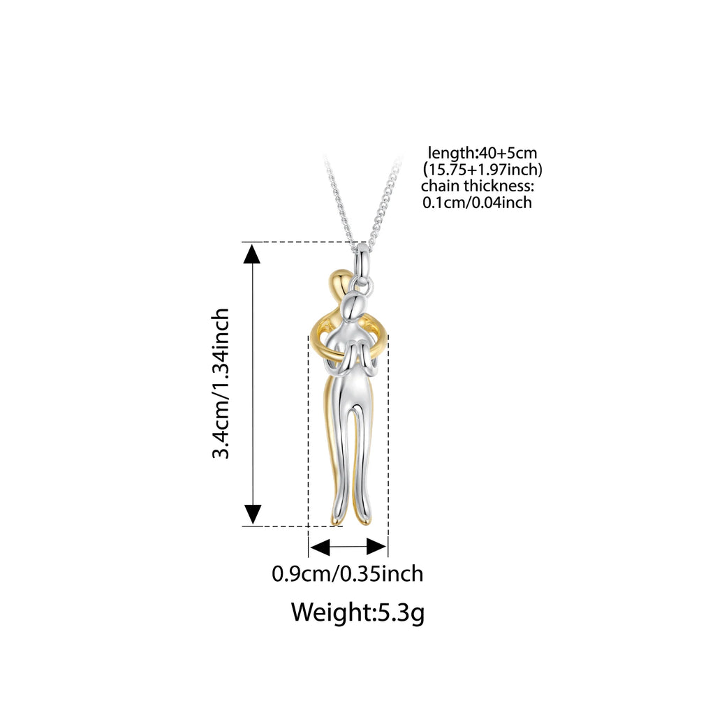 Elegant Two-Tone Hug Necklace in 925 Sterling Silver – Symbol of Love & Connection