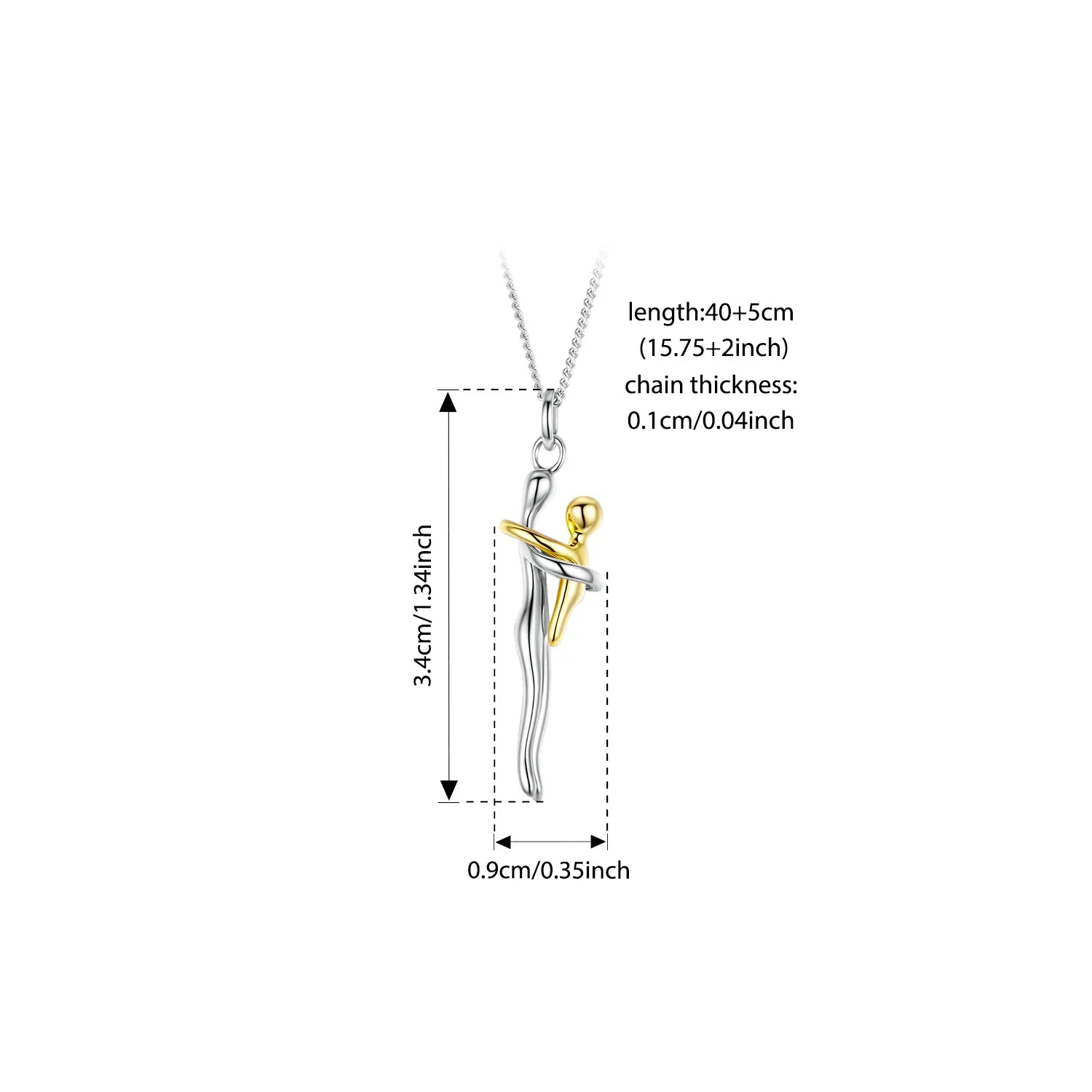 Elegant Two-Tone Hug Necklace in 925 Sterling Silver – Symbol of Love & Connection