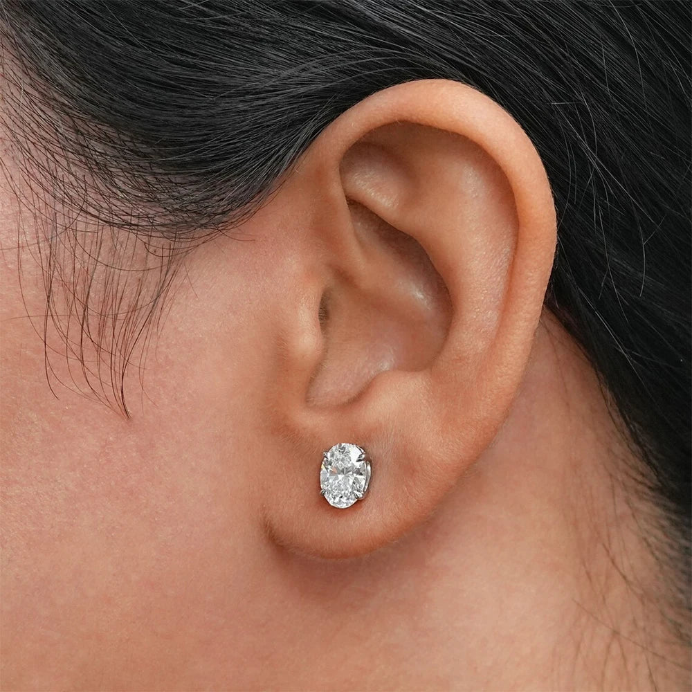 Oval Cut Moissanite Stud Earrings for Women