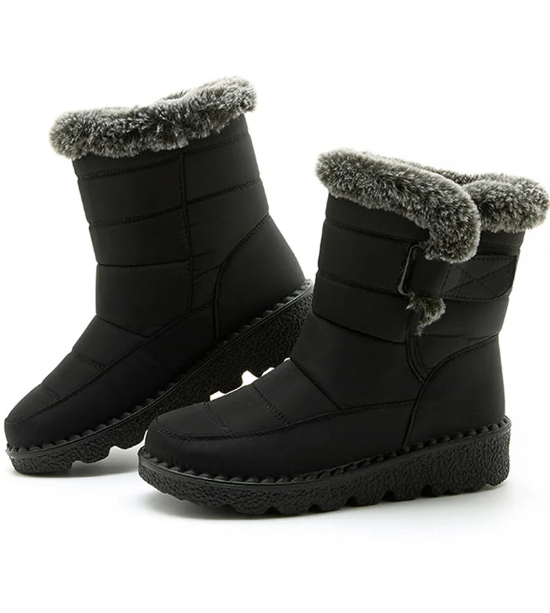 Winter Boots – Waterproof Ankle with Low Heels and Fur Lining