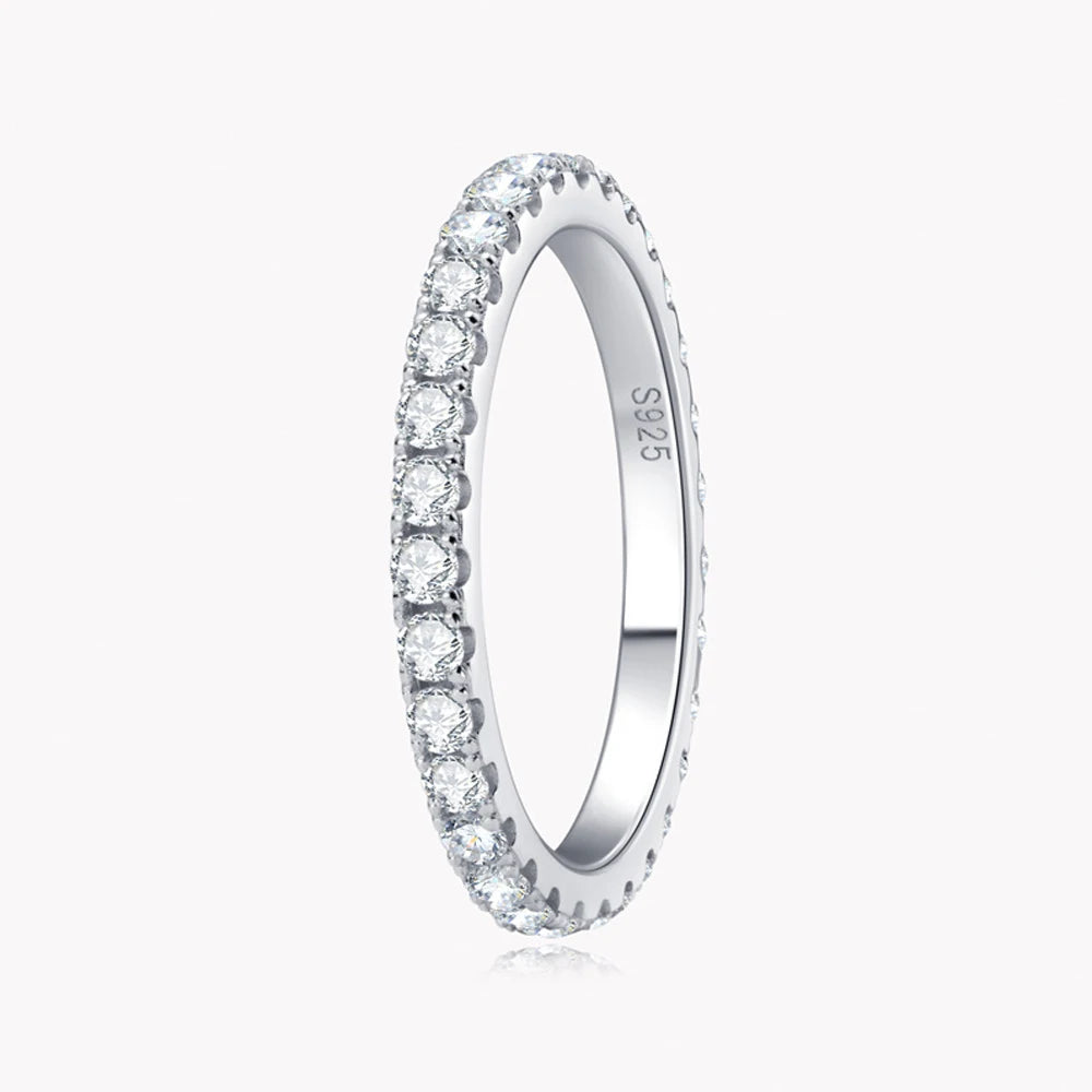 2mm D-Colour Moissanite Ring – Luxury 18K White Gold Eternity Band for Women