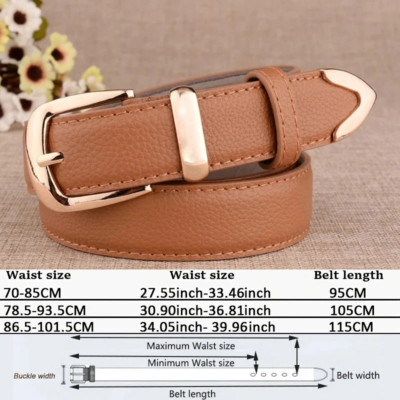 Women’s Genuine Leather Belt with Gold Buckle