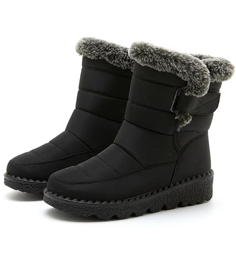 Winter Boots – Waterproof Ankle with Low Heels and Fur Lining
