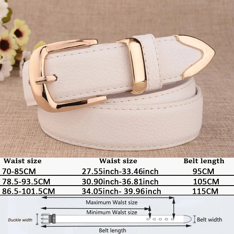 Women’s Genuine Leather Belt with Gold Buckle