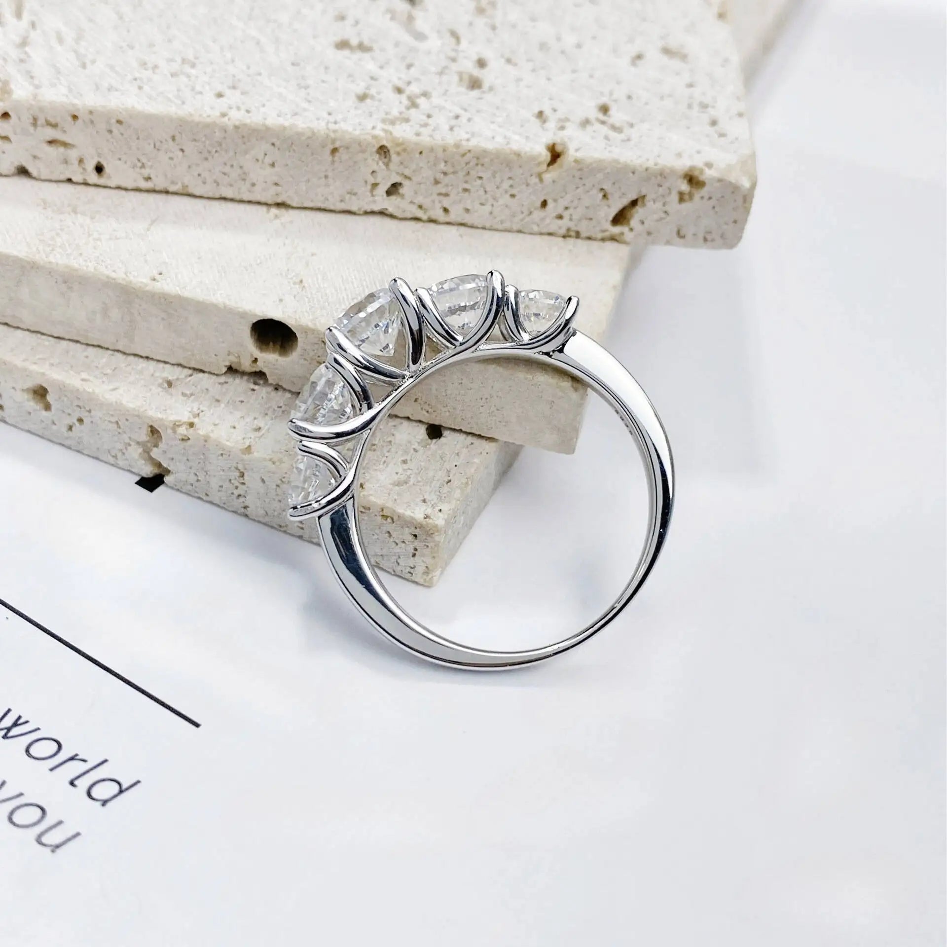 3.6CT Moissanite Five-Stone Ring for Women