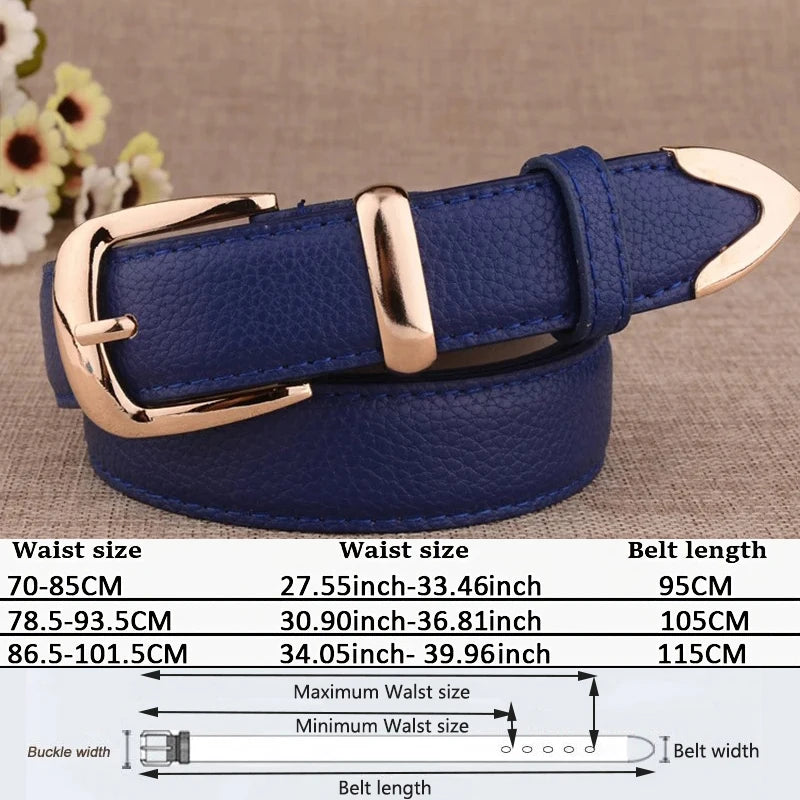 Women’s Genuine Leather Belt with Gold Buckle