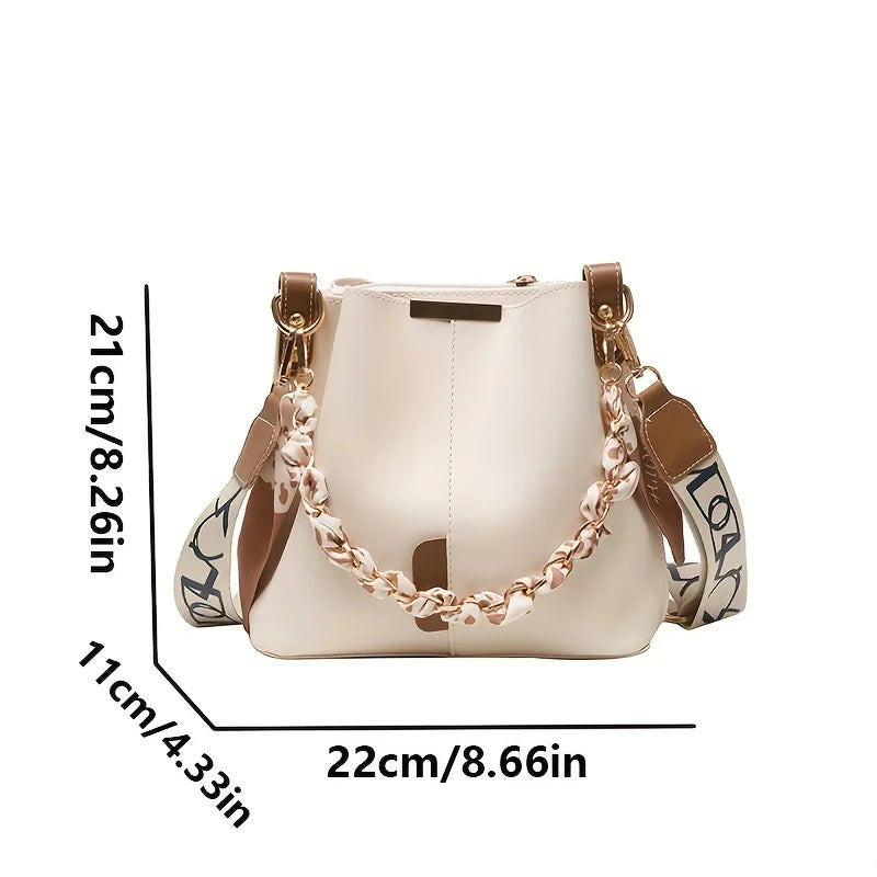 Ribbon Chain Bucket Crossbody Bag