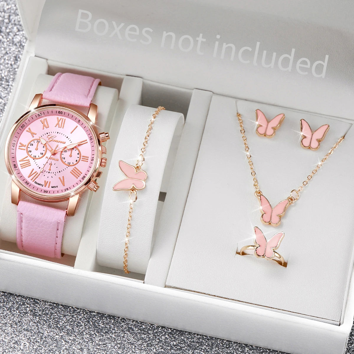 Women's Fashion Quartz Watch & Rhinestone Jewellery Set
