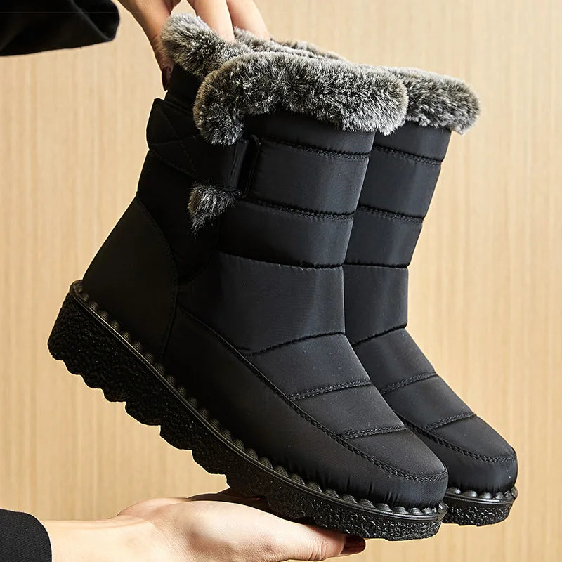 Winter Boots – Waterproof Ankle with Low Heels and Fur Lining