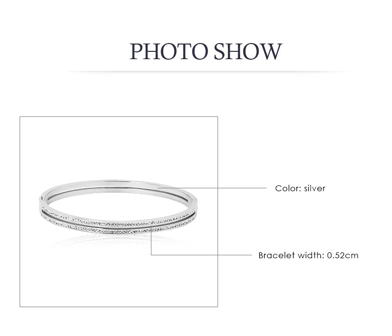 Luxury Cubic Zirconia Cuff Bangle for Women – MOONLIGHT Titanium Steel Classic Bracelet Gift